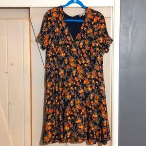 Loft Plus Size 18 Floral Ruffle Skirt Dress